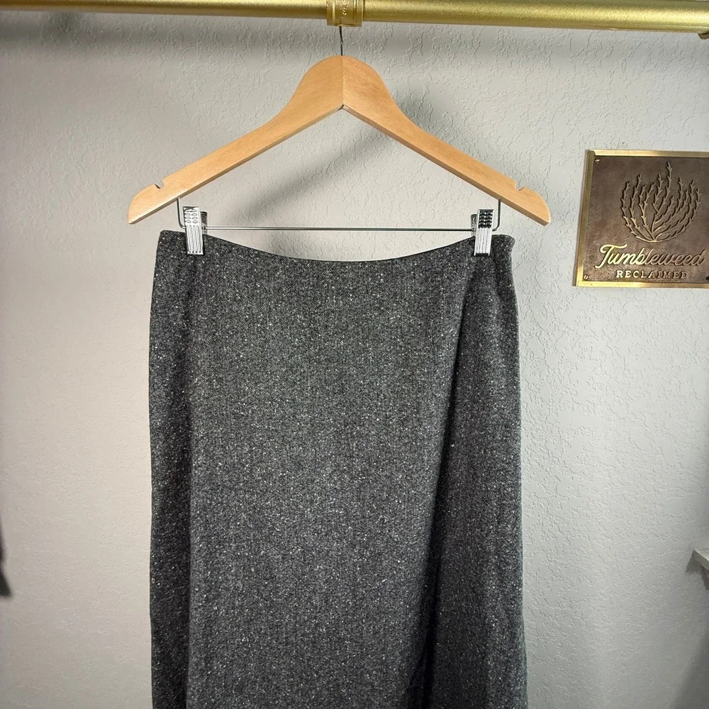 Lauren‎ Ralph Lauren Gray 100% Lambswool Tweed Maxi Skirt Womens 10